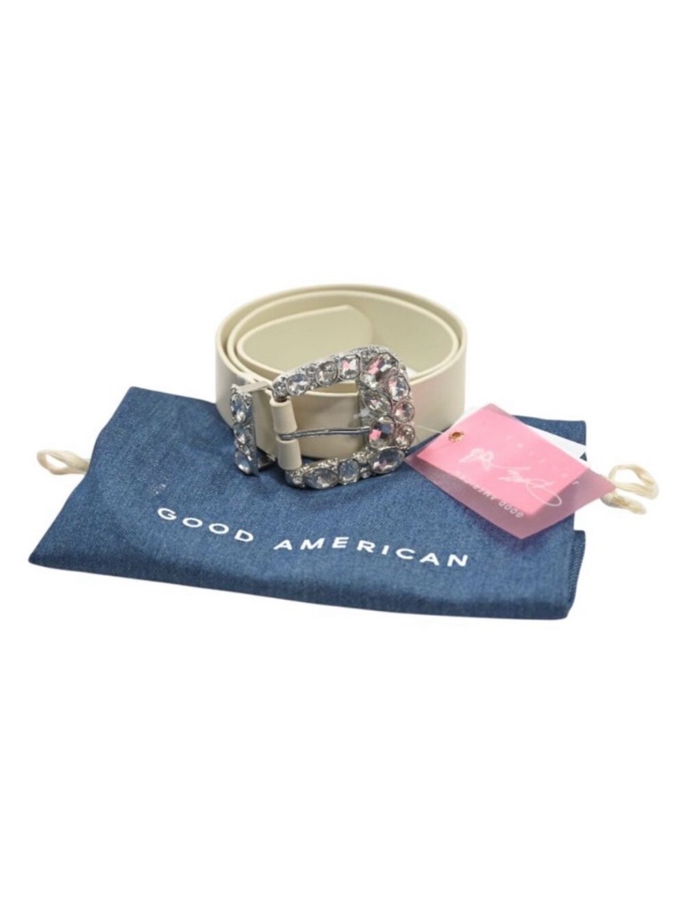Good American x Dolly Classic Crystal Genuine Leather Buckle Belt